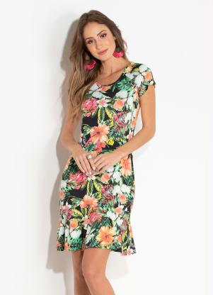 Vestido Quintess Floral Dark Babado Soulojista