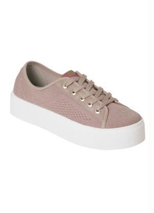 Tênis Moleca Nude com Solado Alto - Moda Pop