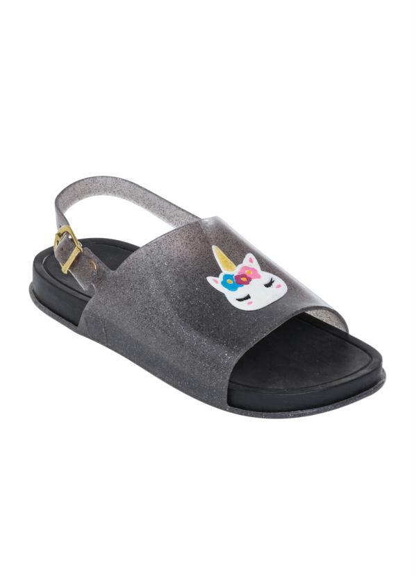 Chinelo Infantil (Preto) com Glitter e Fivela