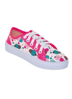 Tnis Infantil (Pink) Estampado e Detalhes Verniz