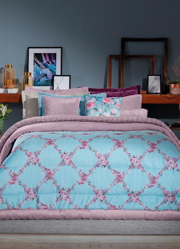 Edredom Plush (Floral Azul (Casal)) 1 Pea