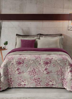 Edredom Plush (Floral Roxo (Casal)) 1 Pea