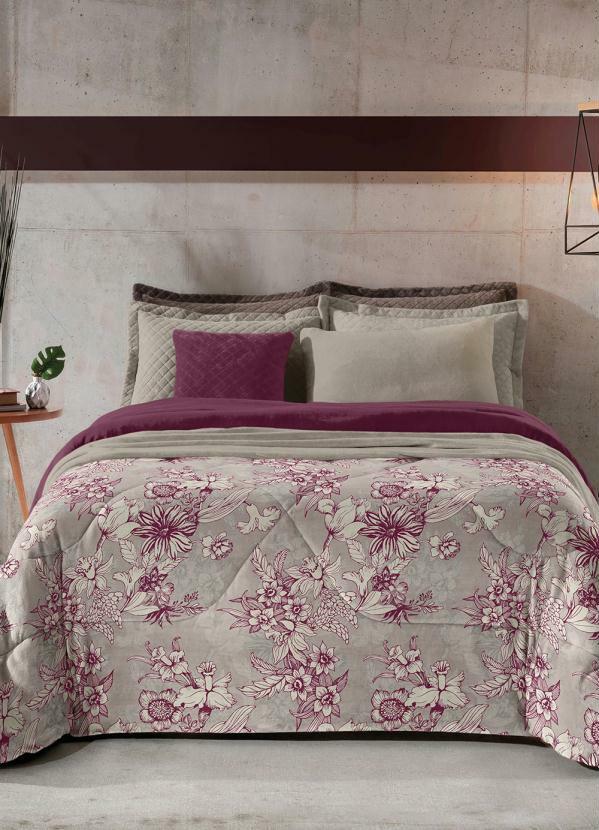 Edredom Plush (Floral Roxo (Casal)) 1 Pea