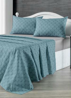 Jogo de Cama 150 Fios (Azul (Casal)) 4 Peas