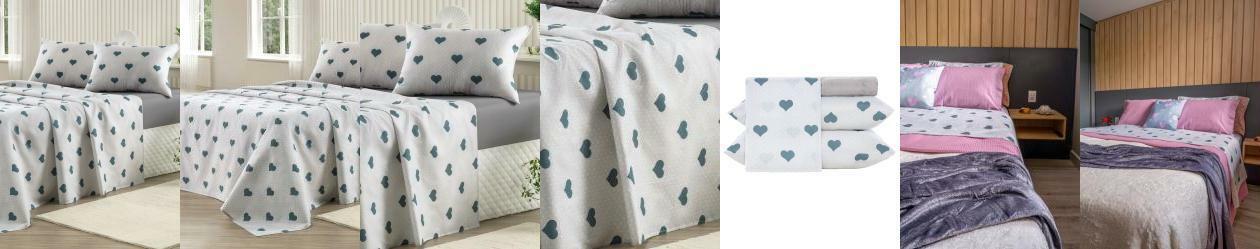 Jogo de Cama 150 Fios Corao Solteiro 3 Peas