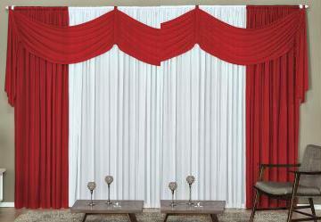 Cortina com Band Vermelha e Branca 300x170 cm