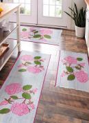 Jogo de Tapetes Cozinha Floral 3 Peas