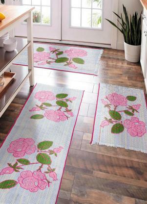 Jogo de Tapetes Cozinha (Floral) 3 Peas