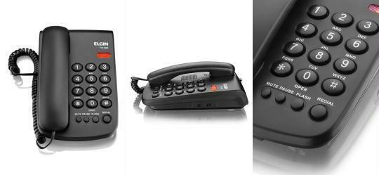 Telefone com Fio Preto 1 Pe�a