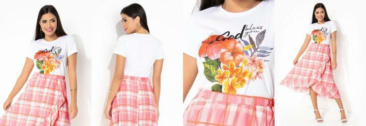 Blusa Branca Estampada