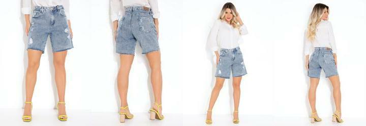 Bermuda Jeans com Barra Desfiada Sawary