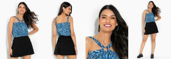 Blusa Tigre Azul com Argola e Alas