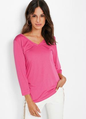 Blusa Decote V Frente e Costas (Rosa)