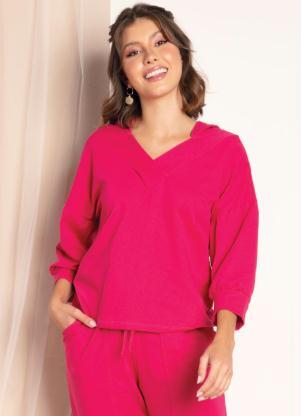 Blusa em Moletom (Pink) com Capuz