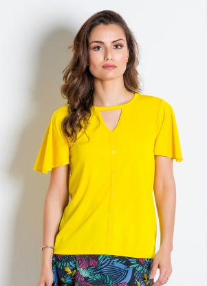 Blusa (Amarela) com Recorte Vazado Moda Evanglica