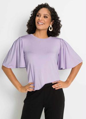Blusa Bsica Mangas Amplas com Pregas (Lils)