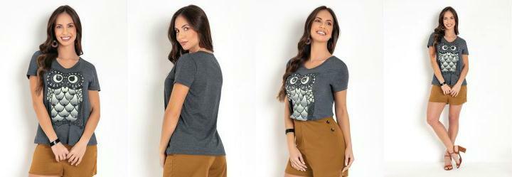 Blusa Chumbo com Estampa com Brilho