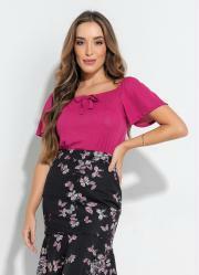 Blusa com Amarrao Fcsia Moda Evanglica