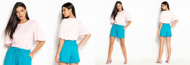 Blusa Decote Redondo Rosa Claro