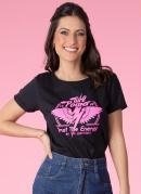 Blusa Preta com Estampa Localizada