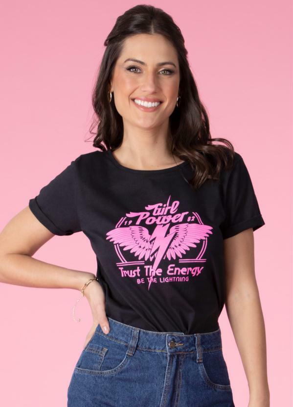 Blusa (Preta) com Estampa Localizada