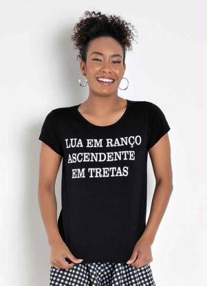 Blusa T-Shirt (Preta) com Estampa Localizada