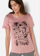 T-Shirt com Estampa Manga Curta Rosa 