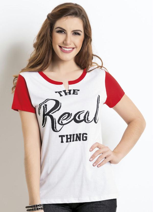 T-Shirt (Vermelha e Branca) com Detalhe no Decote