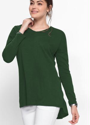 Blusa Alongada Decote V (Verde)