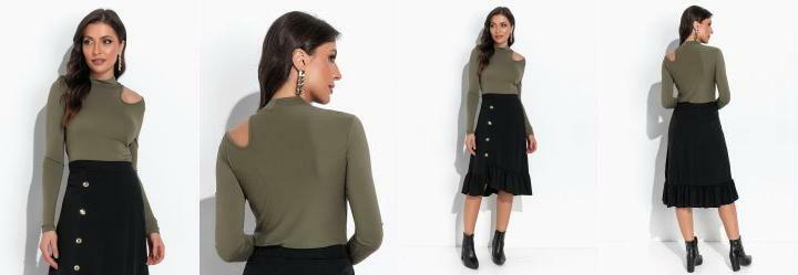 Blusa Verde Militar em Malha de Viscose