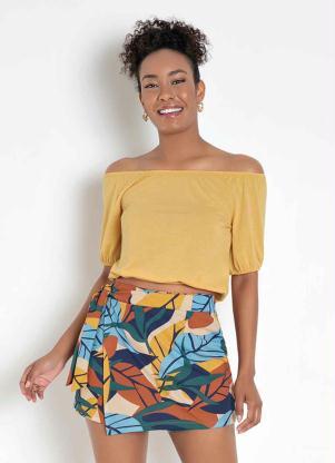 Blusa (Amarela) com Elstico no Decote