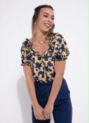 Blusa Ombro a Ombro Floral Bege 