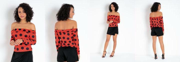 Blusa Po Laranja Ombro a Ombro