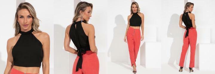 Blusa Preta com Amarrao