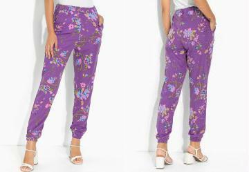 Cala Floral Roxo com Bolsos Funcionais