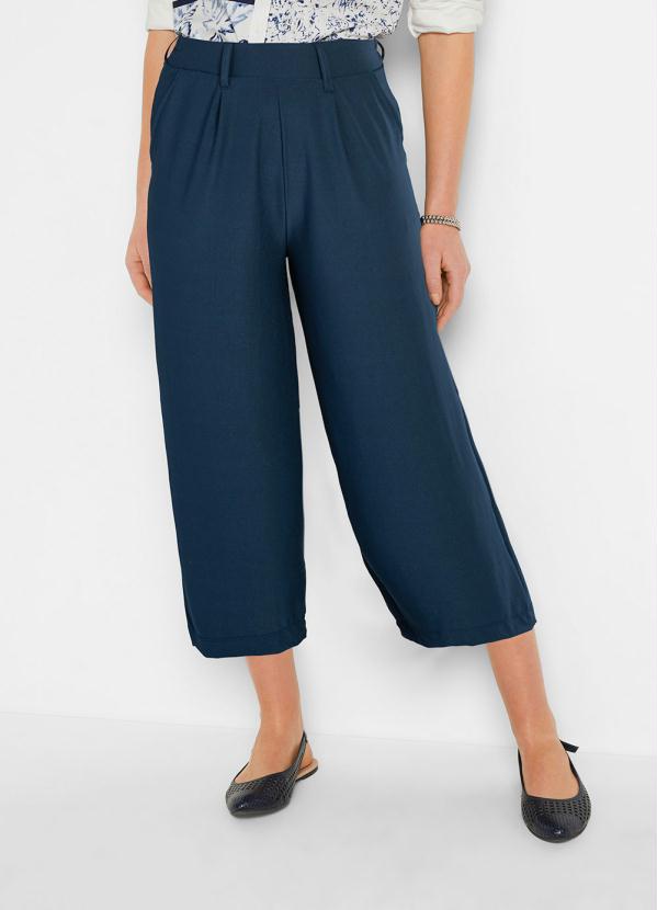Calça Pantalona com Bolsos (Azul)
