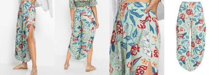 Cala com Fenda Transpassada Floral Verde