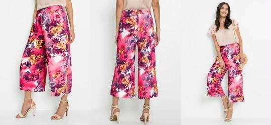 Cala com Fenda Pantacourt Floral Pink
