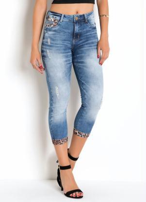 Cala Cropped (Jeans) Sawary com Detalhes em Ona