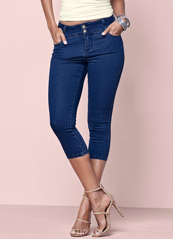 Calça Jeans Capri (Azul Escuro)