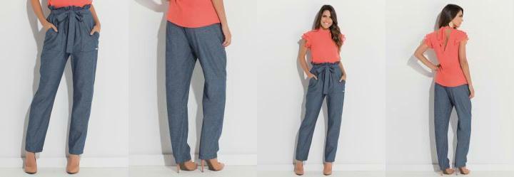 Cala Clochard em Jeans Azul com Bolsos