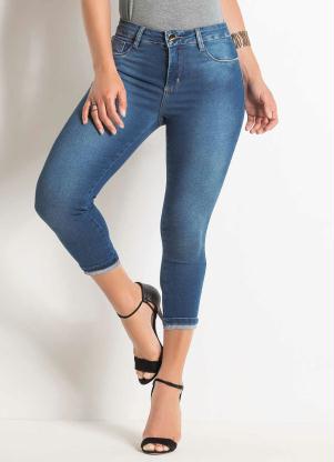 Calça Cropped (Jeans) Sawary com Barra Dobrada