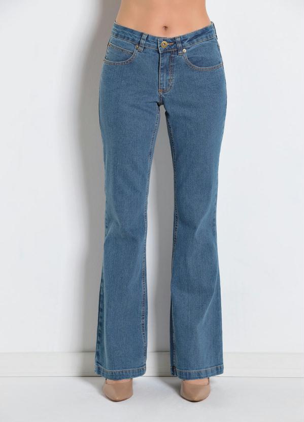 Cala Jeans Boot Cut-Perna Larguinha (Azul Mdio)