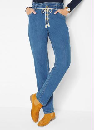 Calça Jeans Clochard com Cordão (Azul)