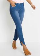 Calça Jeans com Babados Azul Médio 