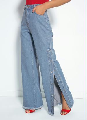 Calça (Jeans) com Botões nas Fendas Sawary