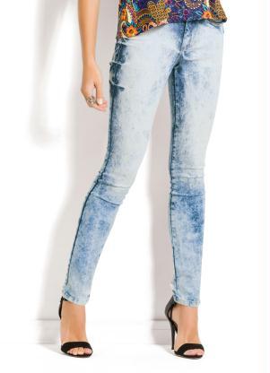 Cala Jeans com Cintura Mdia (Azul Marmorizado)