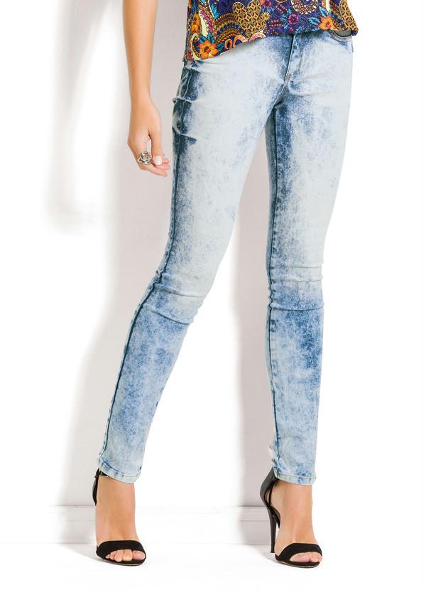 Cala Jeans com Cintura Mdia (Azul Marmorizado)