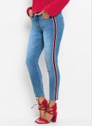 Calça Jeans com Listra Lateral Azul Claro 