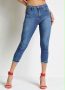 Calça Jeans Cropped com Barra Dobrada Sawary